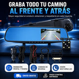 Espejo Retrovisor con Doble Cámara HD — Graba al Frente y Atrás