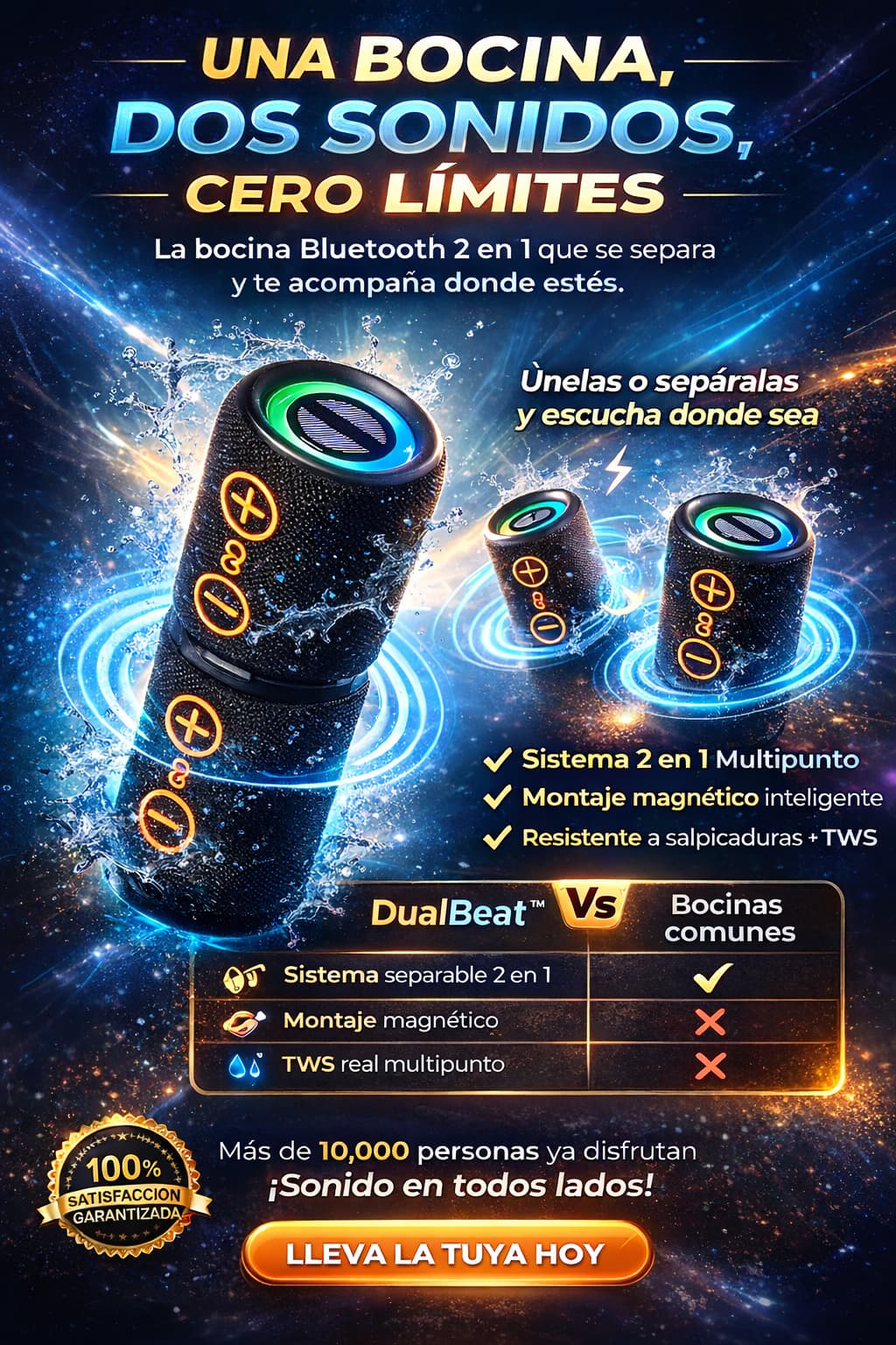 SplitSound™ - 2 Bocinas en 1