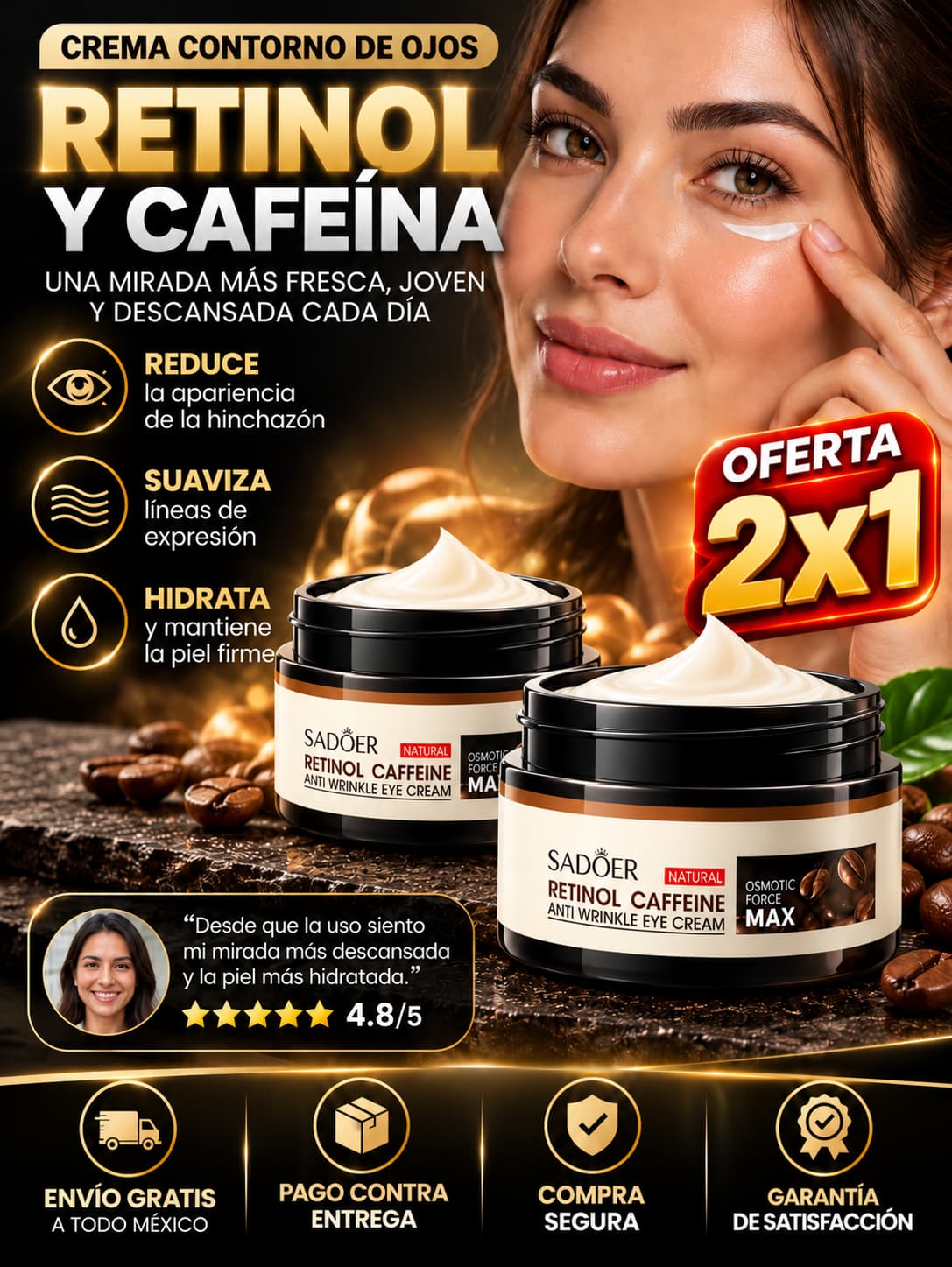 Crema Contorno De Ojos Retinol Y Cafeina - 2x1 Hoy