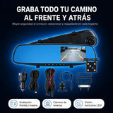 Espejo Retrovisor con Doble Cámara HD — Graba al Frente y Atrás